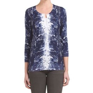 Joseph A. Navy and While Cardigan Size Medium